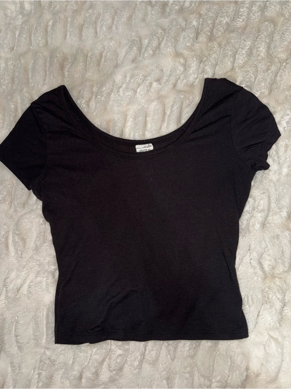 Essentials Black Scoop Neck Crop Top